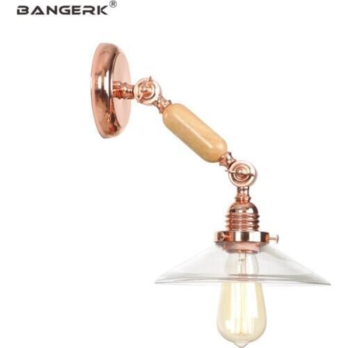 Loft Style Long Arm Wall Llght Modern Adjust LED Sconce Wall Lights Iron Wood Glass Bedside Wall Lamp Home Decor Lighting