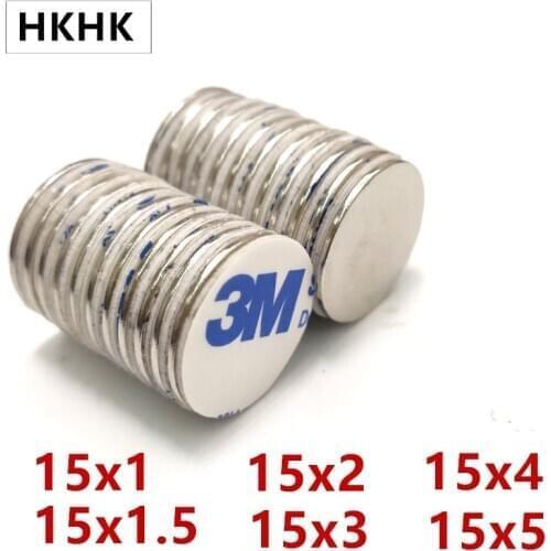 10/50Pc magnet 15x1 15x1.5 15x2 15x3 15x4 15x5 mm 3M self - adhesive NdFeB magnet 15mm rounded foam tape Magnetic standard
