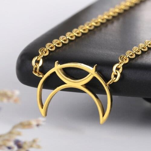 Minimalism Moon Necklaces For Women Boho Jewelry Stainless Steel Crescent Moon Necklace Collier Femme 2021 Best Friend Gifts Bff