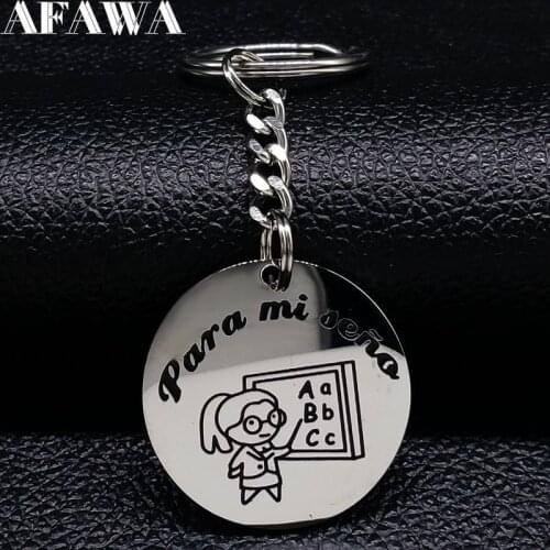 Fashion Spain Para mi sena Stainless Steel Keychain for Teacher keyring Jewelry Gift llaveros mujer K77291B