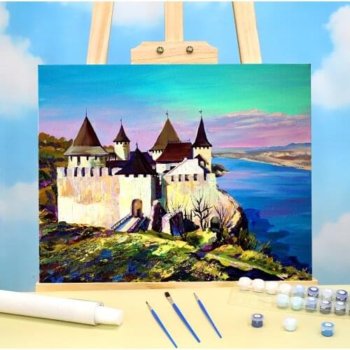 Landscape Khotyn Castle DIY Painting By Numbers Kit Acrylic Paints 50*70 Boards By Numbers Handmade For Handiwork