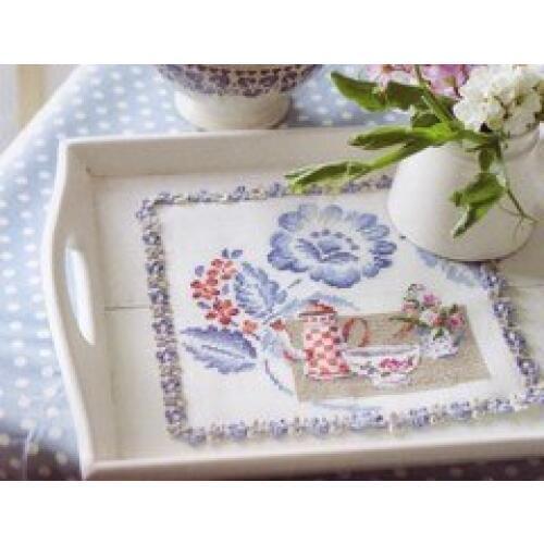 Little Pirate Counted Cross Stitch Kit Cross stitch RS cotton with cross stitch Blue Flower and Porcelain Cup Breakfast