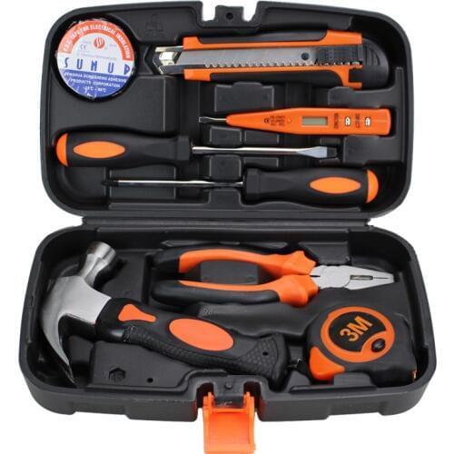 9 pcs Hand Tool Set Household Tools Kit Electrotechnical Tools Box Screwdriver Knife Electroprobe Home Use Tool Case HTS004