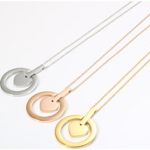 Heart Jewelry Necklace Stainless Steel Charm Pendant Necklaces Classic Love Jewelry For Girl Women Bridal Gift