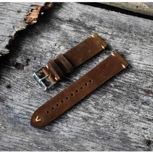 Onthelevel handmade leather watch replacement wristband 18mm/20mm/22mm/24mm retro wristband bracelet with white stitching new