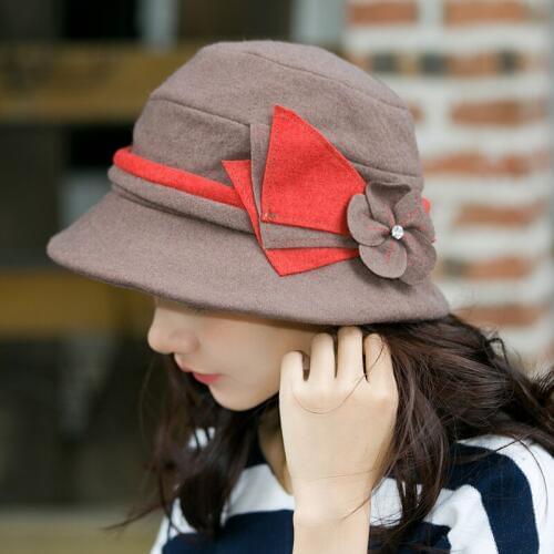 New Arrival Women Fedoras Hat Autumn and Winter Wool Leisure Fashion Hat Adult Winter Warm England Style Elegant Cap B-7780