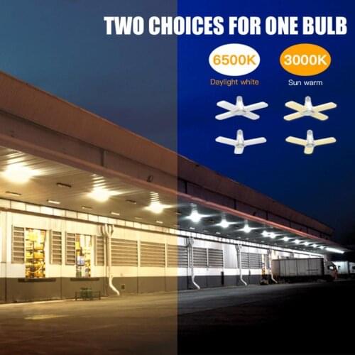 3/4 Leaf Folding LED Garage Light Household E26 3000K/6500K Multifunctional Waterproof Energy Saving Lamp Durable Shop lights