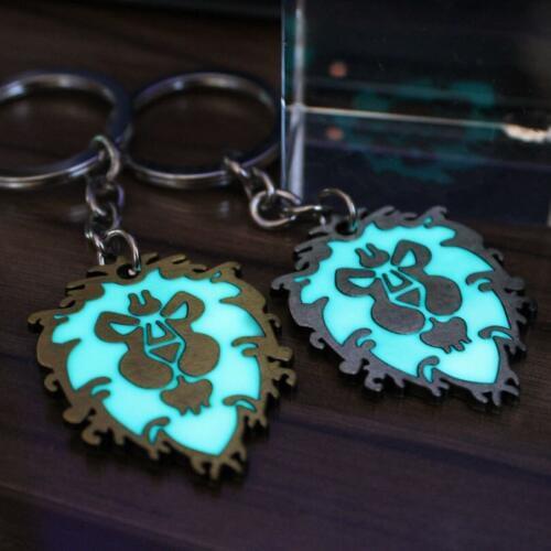 Glowing World of Warcraft WOW keychain Alliance Horde keychain men women keyring GLOW in the DARK fashion charm keychain