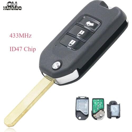 3 Buttons Smart Remote Key Fob 433MHz with ID47 Electronic Chip for Honda New Accord Fit XRV CITY GREIZ the 9th