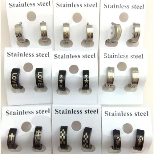 Mix Stainless Steel Mens Ear Clips, Cool Mens Jewelry Free Shipping