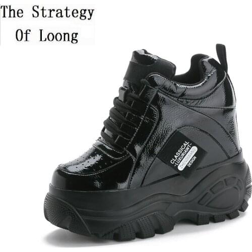 Spring Autumn New Korean Style Height Increasing Wedges Bling Platform Genuine Leather Women Pumps Ladies Sneakers 20210307