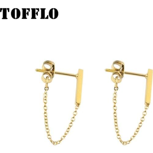 TOFFLO Stainless Steel Earline Chain Earrings Fashion Earrings Jewelry For Women BSF266