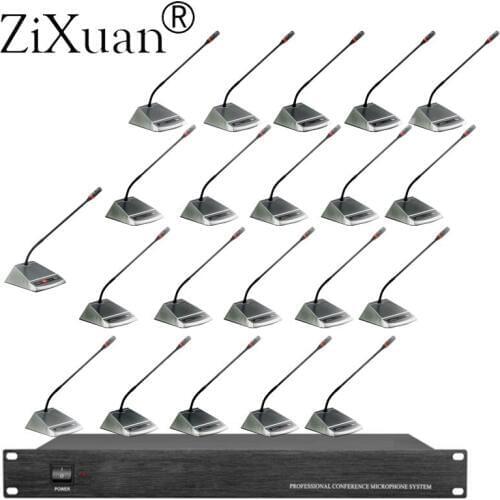 Zi XuanPro 1 to 21 Desktop 1 Chairman 20 Delegate Wired Digital Conference Meet Mic System for Meeting sound engineering