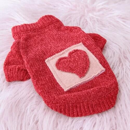 Winter Dog Sweater Pets Clothing for Dogs Costume Warm Puppy Dog Clothes Heart Embroidery Puppy Clothes Ropa Perro Chihuahua Pug