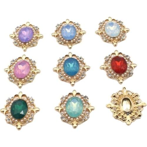 10Pcs new alloy fashion rhinestone oval flat buttons, DIY dress bow tie decoration bow tie handmade alloy headdress wedding desi
