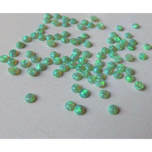 200pcs/lot 3mm synthetic round cabochon kiwi Green Round Cut Opal stone for body piercing jewelry