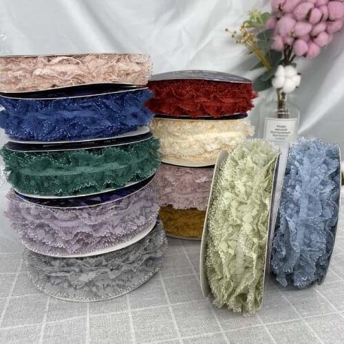 5yards 40mm Lace Edge Embroidery Elastic Band Ribbons DIY handmade Stretch Lace Webbing Wedding Clothes Accessories