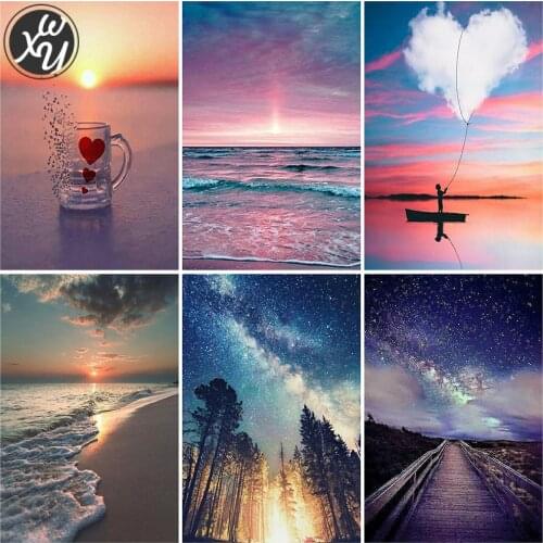 Diamond Painting Kits for Adult Sunset Landscape Full Drill Mosaic Art Embroidery Cross Stitch Round Square Rhinestone for Decor