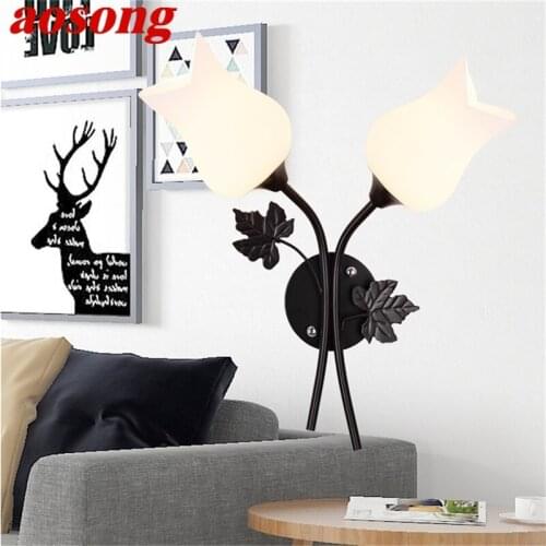 AOSONG Wall Lamps Contemporary Creative LED Sconces Lights Flower Shape Indoor For Home Bedroom