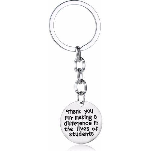 Thank You For Making A Difference In The Lives Of Students Charms Keychain Teachers Keyring Parents Teacher Key Chain Ring Gifts