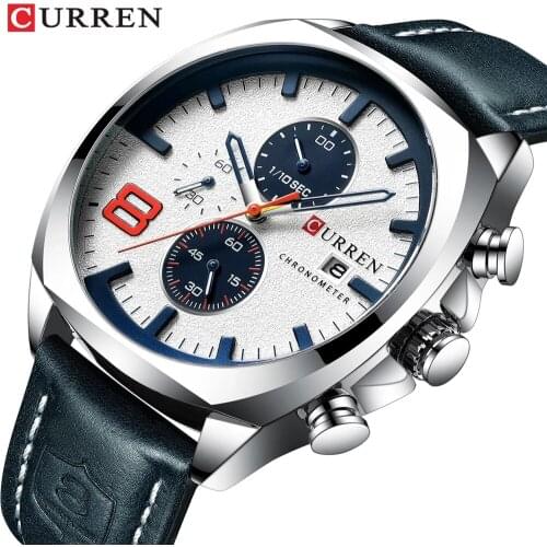 CURREN 8324 Men Quartz Wristwatch Waterproof Chronograph Fashion Luxury Leather Business Military Sport Wrist Watch
