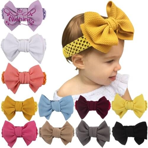 Nishine 11 Colors Baby Girl Big Bowknot Hairband Infant Wide Elastic Turban Photo Props Clothing Accessories Festival Gifts