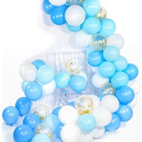 Balloon Garland Arch Set Blue White Silver 100pcs Latex Ball Package Boy Birthday Baby Party Background Decoration Suit Supplies