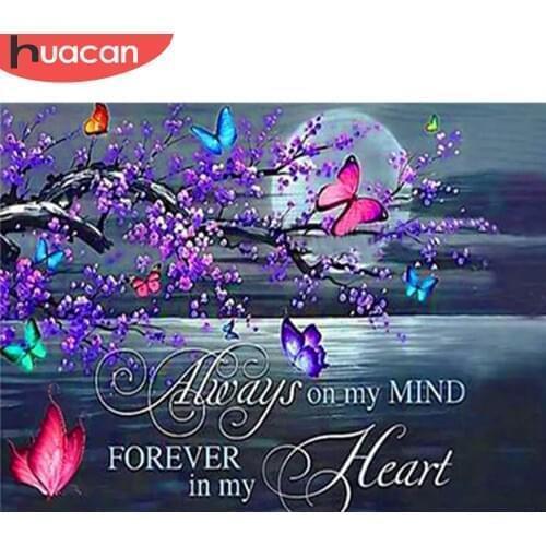 HUACAN Diamond Painting Set Animal 5D Diamond Embroidery Cross Stitch Butterfly Pictures Of Rhinestones Full Mosaic Wall Art