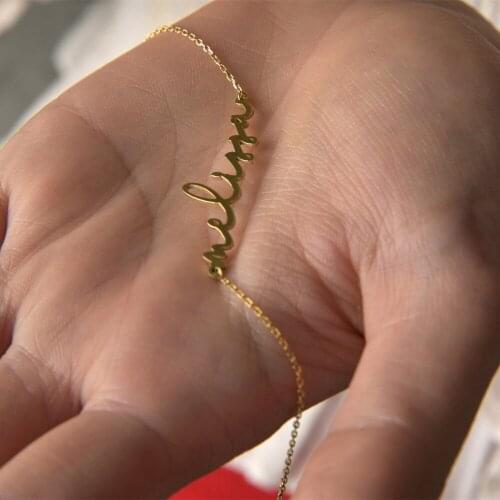 Dainty Custom Name Bracelet Minimalist Jewelry Stainless Steel Customized Tiny Letter Pulsera Mothers Day Gift