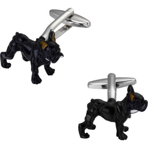 Fashion Mens shirts Cufflinks high-quality copper material Funny dog black dog Cufflinks 5 pairs of packaging for sale
