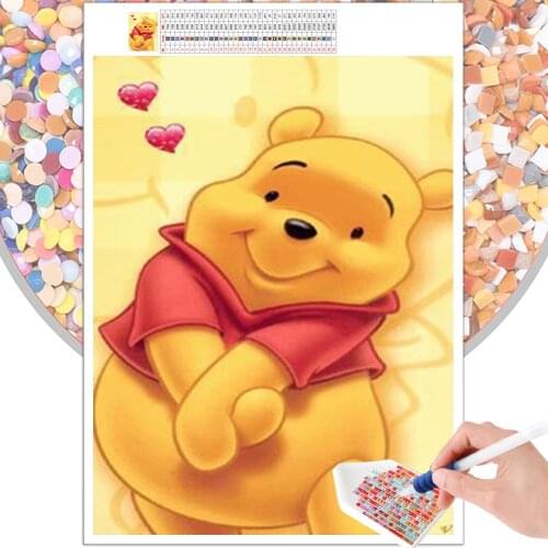 Cartoon Diamond Painting Mosaic Cute Winnie the Pooh Animal 5D DIY Full Circle Square Rhinestone Embroidery Cross Stitch Picture