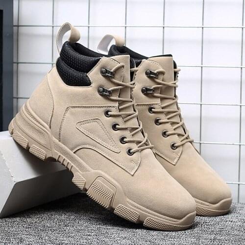 High Top Shoes Men Sneakers Autumn Men Travel Boots Track Leather Mens Outdoor Shoes High Heel For Leisure Home Mens Winter
