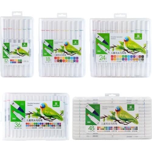 12/18/24/36/48 Colors Double Head Marker Pen Set for DIY Album Glass Rock Wood K92C