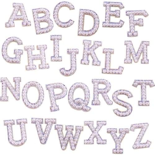 1PCS A-Z Rhinestone Patches English Letter Applique 3D Iron On Patches For Clothes Bag letters DIY Patches On Clothes Badge