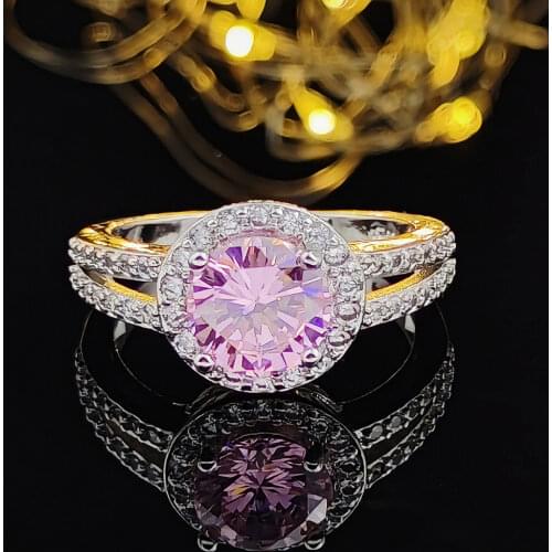 2020 new 925 Sterling Silver Engagement Rings Halo Rings for Women Wholesale Jewelry wholesale R211A-pink