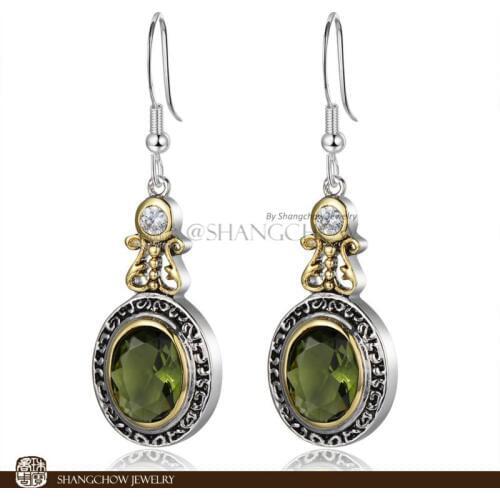 New! Stunning Fashion Jewelry Peridot 925 Sterling Silver Earrings E0370
