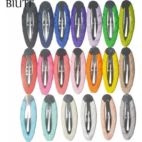 Wholesale 200pcs/lot 1.8 inch Wrapped Alloy Snap Clip Girl Girl Hairpin Kids Barrettes Hair Accessories 20 Colors JZ10