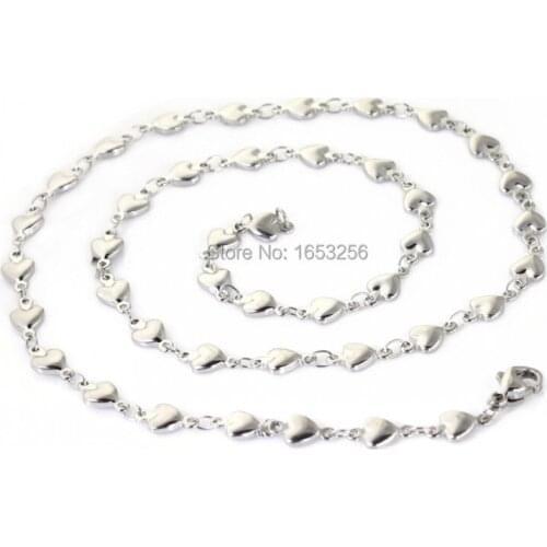 Wholesale Lot of 5pcs Charming 18''-32'' Stainless steel Women/ Girls Sweet Heart Link-Chain Necklace Nice Gifts for holiday