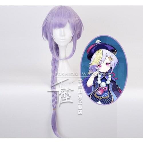 Genshin Impact Game Qiqi Halloween Cosplay Wig Cute Little Loli Twist Braid Cosplay Costume Hat Necklace Earring Accessories