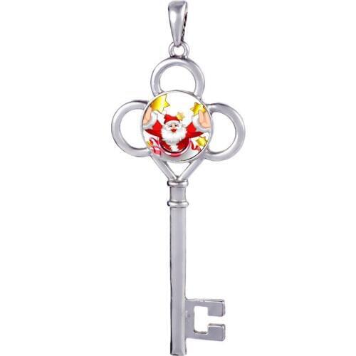 Button santa claus key necklaces pendants for sublimation women necklaces pendant jewelry for heart transfer printing 15pcs/lot