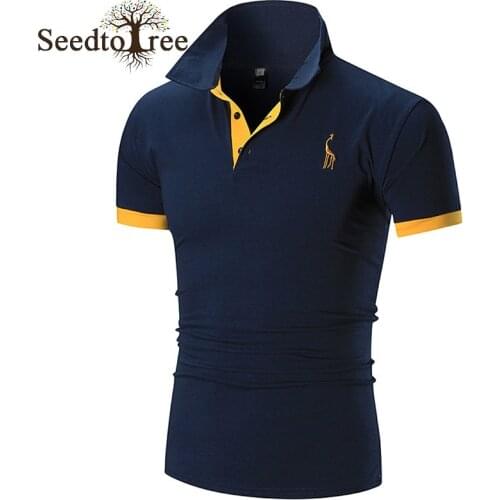Summer Mens Casual Short Sleeve T-shirt Solid Color Slim Mens Polo Shirt