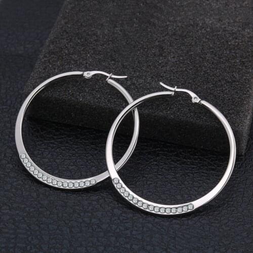 Innopes Fashion Steel Big Circle Hoop Earrings For Women Modern Smooth Round Creole Loop Earring Party Halka Kupe Jewelry