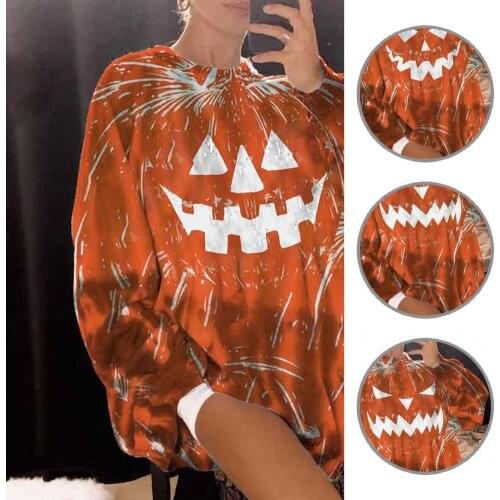 Comfy Chic Halloween Printed Casual Sweatshirt Top Women Sweatshirt Halloween Printed Streetwear