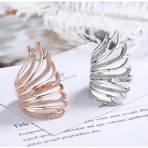 WANGAIYAO ring female Korean version sweet inlaid zircon angel wings open ring ring single ring children