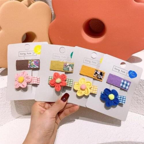 2PCS Small Flowers Hair Clips Baby Girls Hair Accessories Hair Grips Barrettes Kids Party Show Hair Styling Tools Headdress