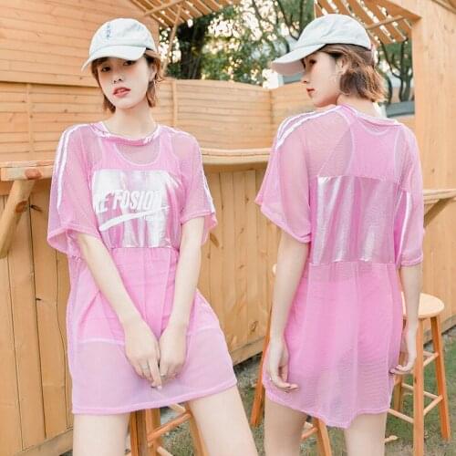 Swimsuit women 2021 new sports three-piece boxer conservative cover belly slimming student hot spring swimwear