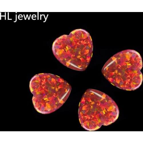 10/12MM Op45 Heart Opal Cabochon Jewelry Working stud&Drop earrings/Bracelet/Necklaces For Women Synthetic Opal Heart Pendant