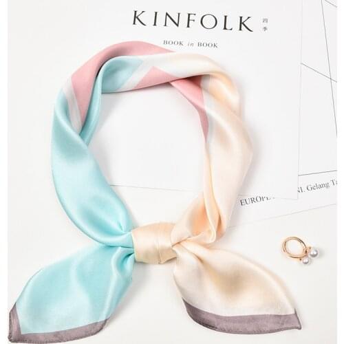 100% Real Silk Neck Scarf For Women Print Silk Square Scarfs Cartoon Neckerchief Fashion Bufanda Spring Foulard Femme 65x65cm