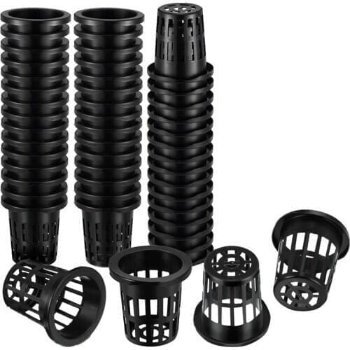 100 Pack 1.77 Inch Net Cups Slotted Mesh Wide Lip Filter Plant Net Pot Bucket Basket for Hydroponics Aquaponics Orchids