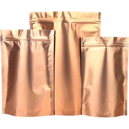 1000Pcs Stand Up Gold Matte Aluminum Foil Self Sealable Zip Lock Package Bag Recyclable Tea Coffe Powder Mylar Foil Pouches